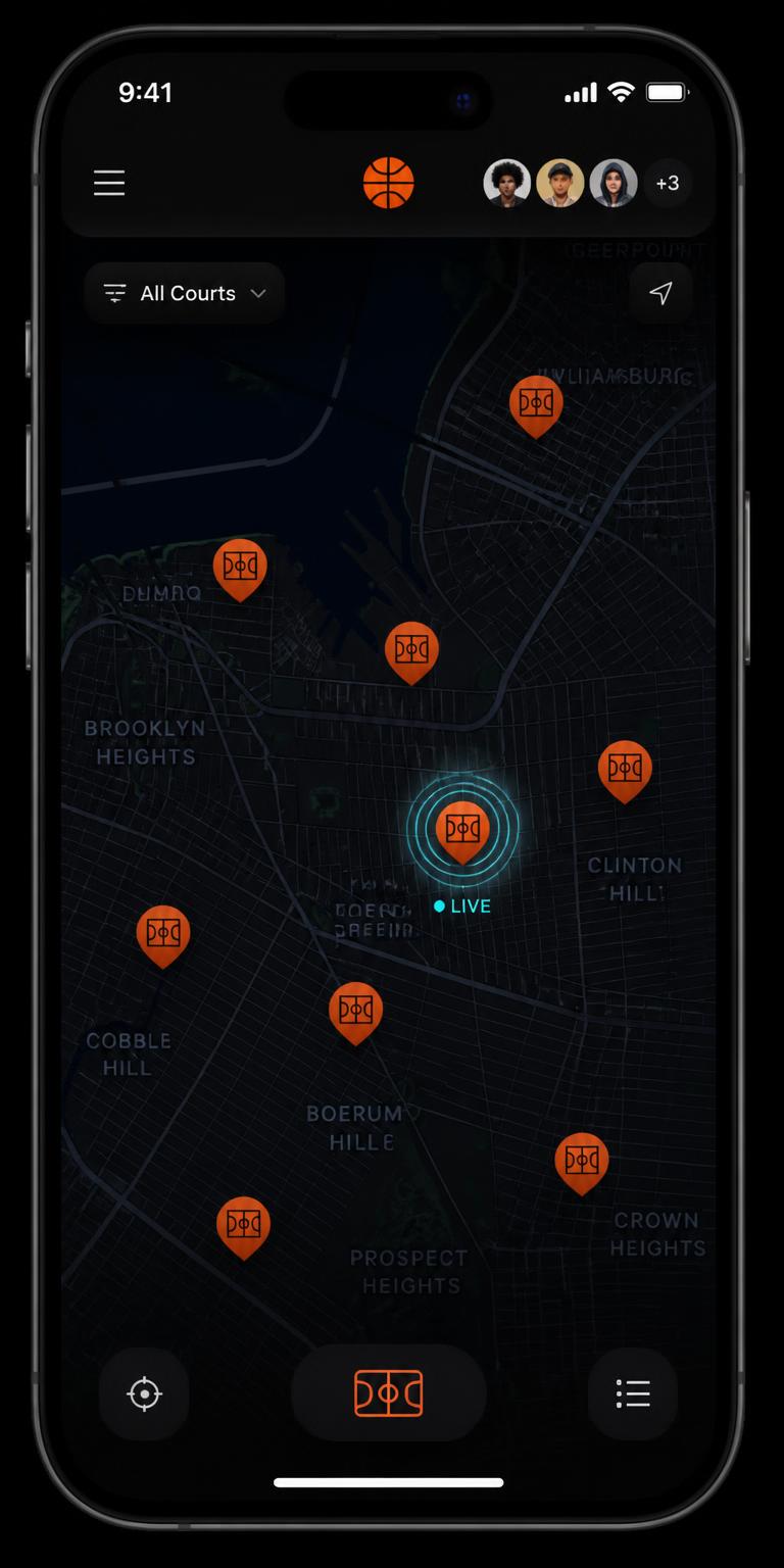 IBL Discover map with orange court pins